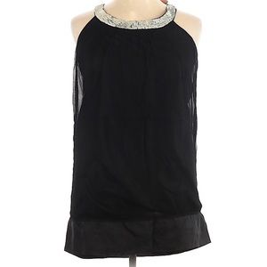 AQUA size L black silk mini dress with sequined neckline - new with tags